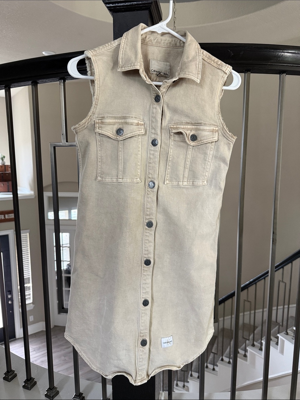 Calvin Klein Jeans denim dress in Beige